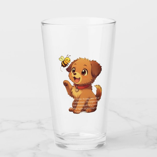 Verre Cute Puppy with Bee Cartoon Drinking Glass (Devant)