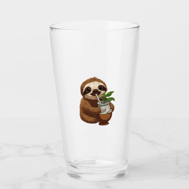 Verre Cute Sloth Drinking Yerba Mate � Adorable Kawaii A (Devant)