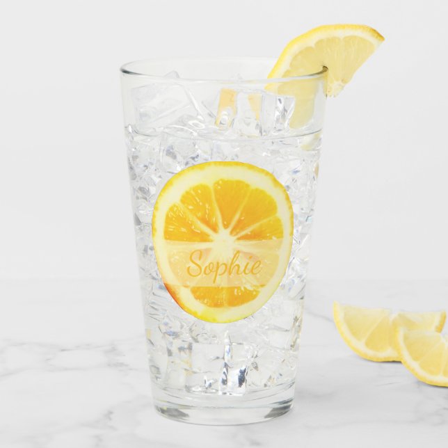 VERRE CUTE TENDANCE JAUNE COUPE LÉMON FRUIT NOM PERSONNA (Dos glace)