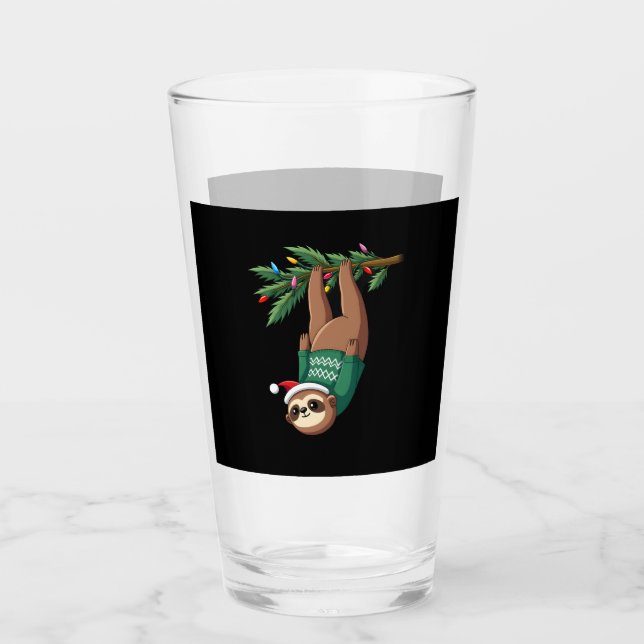 Verre Cute Xmas Sloth Santa Hat Christmas Sloth - Tree L (Devant)