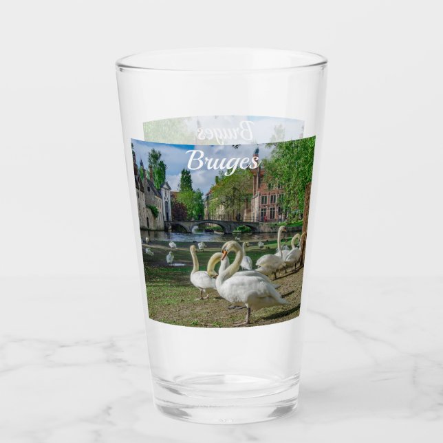 Verre Cygnes blancs dans le centre de Bruges (Devant)