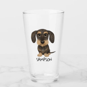 Verre Dachshund À poils durs  Teckel de chien en carica