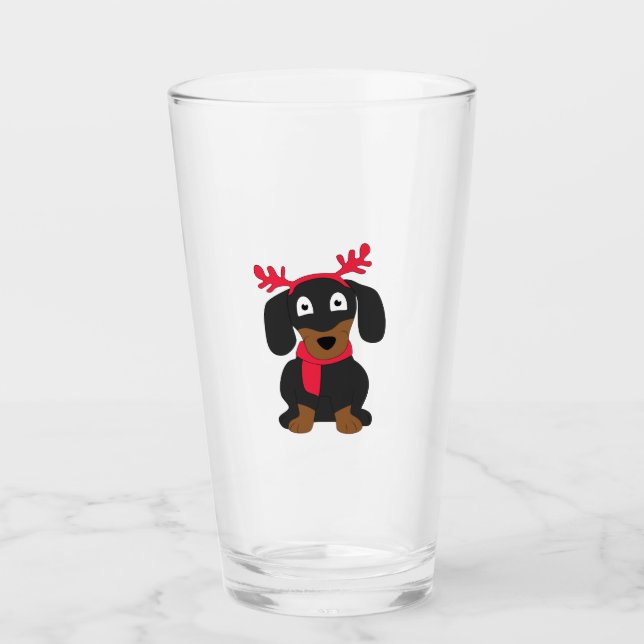 Verre Dachshund de Noël (Devant)