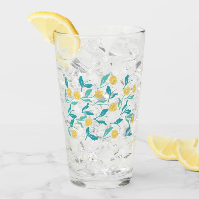 Verre Dandelion de printemps Fleurs et design Feuille (Devant glace)