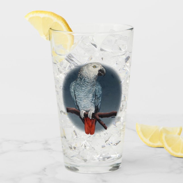 Verre d'art perroquet Verre gris africain Personna (Devant glace)