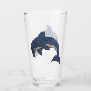 Verre Dauphin de l'océan sauteur bleu blanc scintillant