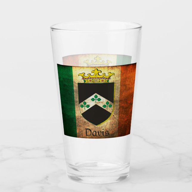 Verre Davis Crest sur le drapeau irlandais (Devant)