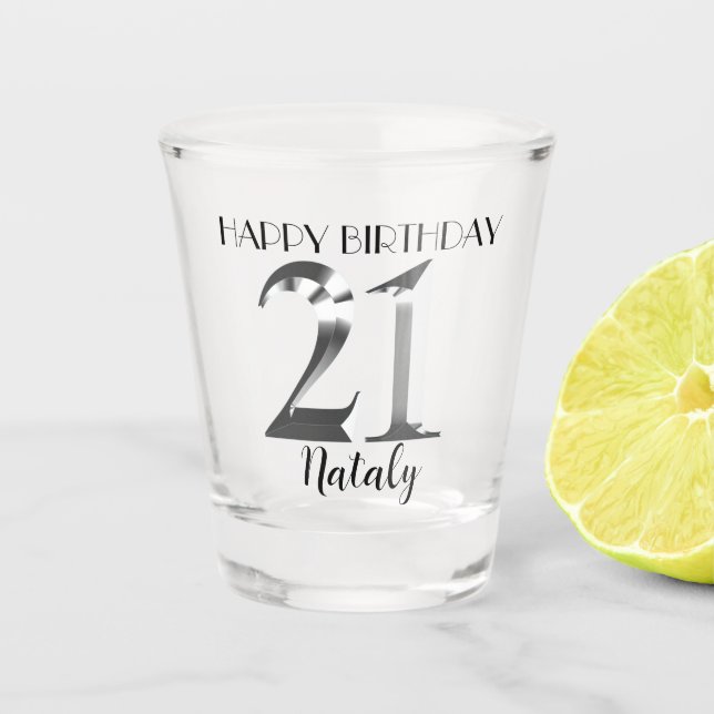 Verre de 21e anniversaire en argent métallique (Devant)