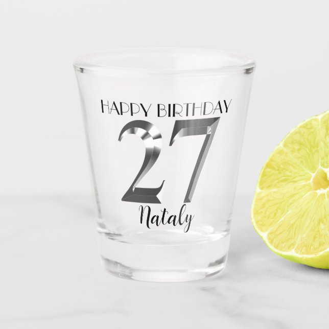 Verre de 27e anniversaire en argent métallique (Devant)
