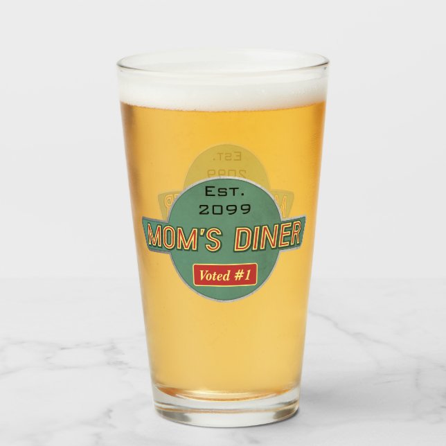 Verre de bière à la pinte rétro de maman (Devant (rempli))