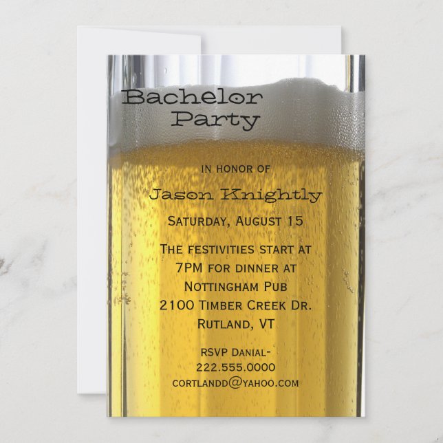 Verre de bière Bachelor Party Invitation (Devant)