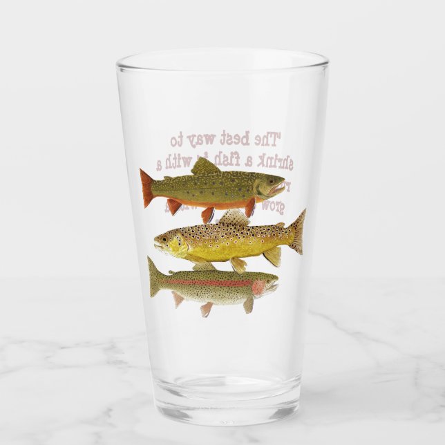 Verre de bière humoristique avec truite (Devant)