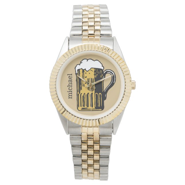 Verre de bière nom personnalisé et montres couleur (devant)