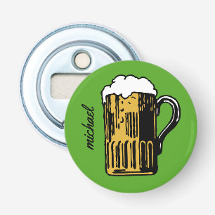 Verre de bière nom personnalisé et ouvre-bouteille
