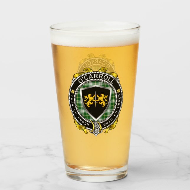 Verre de bière O'Carroll/Carroll Irish Shield (Devant (rempli))