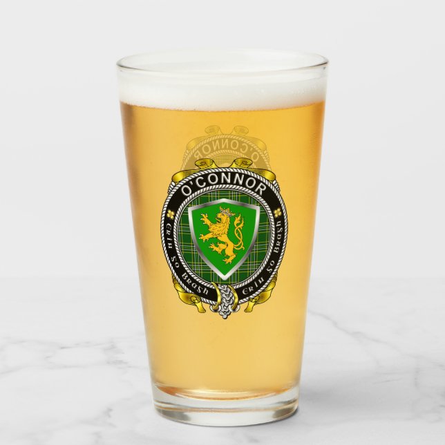 Verre de bière O'Connor/Connor (Kerry) Irish Shiel (Devant (rempli))