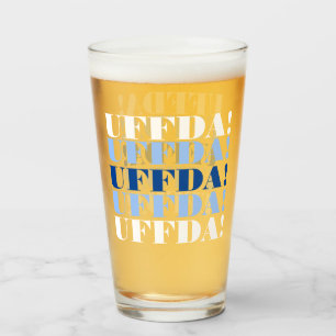 Verre de bière Uffda bleu et blanc