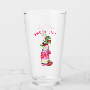 Verre de boisson de cerise fraîche - Texte personn