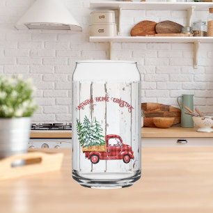 Verre de camion rouge en bois en détresse de ferme