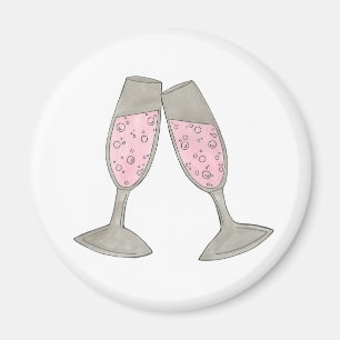 Verre de champagne rose mousseux Mariage Aimant