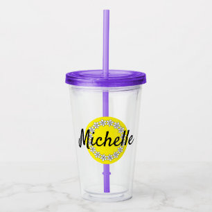 Verre de fleur de marguerite jaune personnalisé