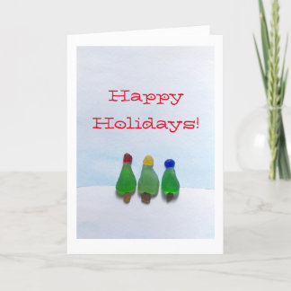 Verre de mer, carte en verre de vacances de Noël