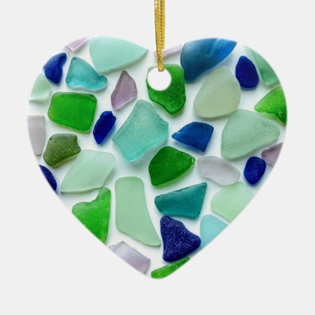Verre de mer Coeur Ornement de la fête des mères (Devant)
