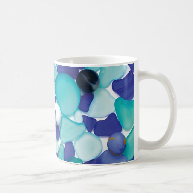 Verre de mer et tasse bleus de marbres de mer (Droite)