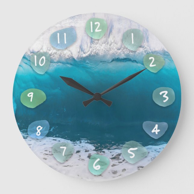 Verre de mer et vague océanique grande horloge (Recto)