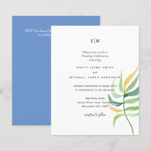 Verre de mer Vert Bleu Mariage de feuille tropical