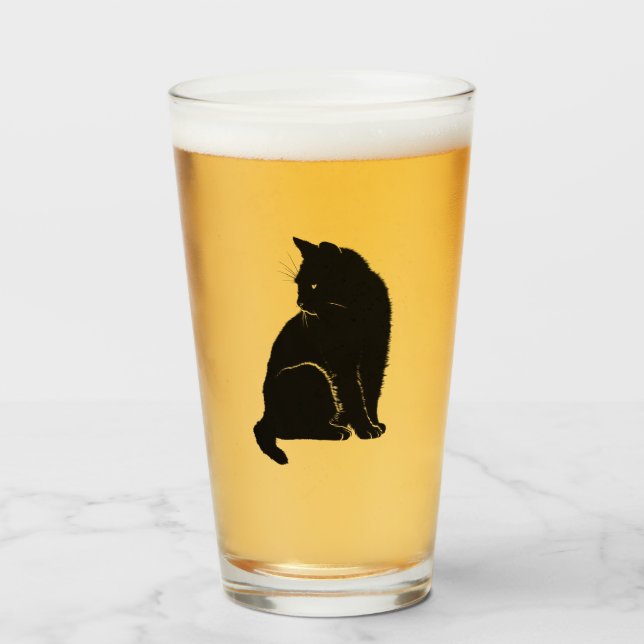 Verre de pinte de chat noir (Devant (rempli))