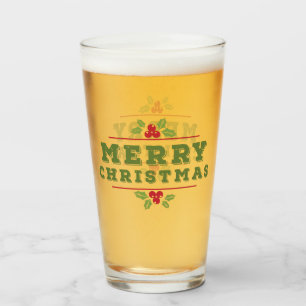 Verre de pinte de houx de Noël