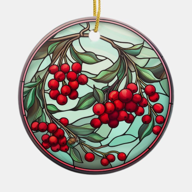 Verre de rideau Décoration de l'arbre festif rouge (Devant)