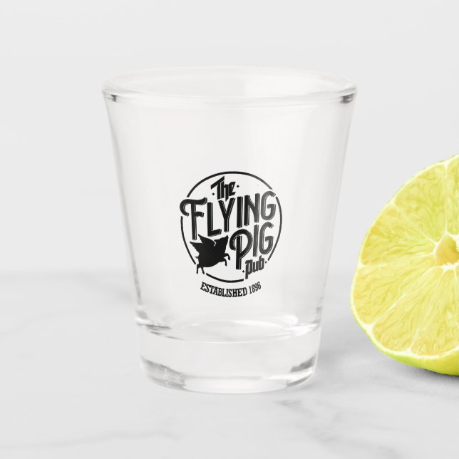 Verre de tir du logo du cochon volant (Devant)