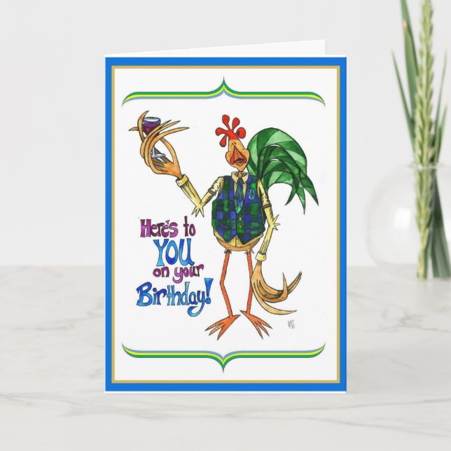 Verre de vin d'illustration de coq de carte (Devant)