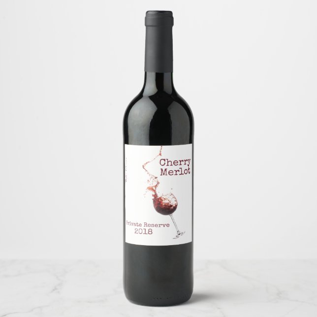 Verre de vin rouge Étiquette de vin personnalisé (Devant)