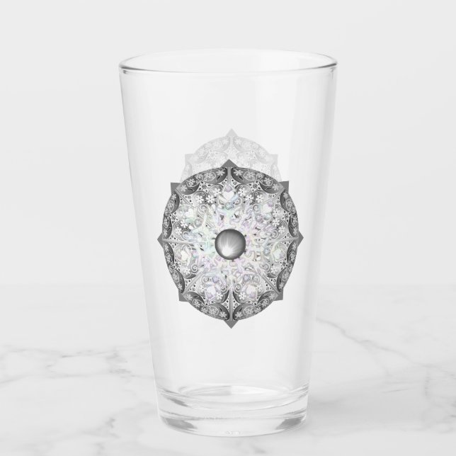 Verre Dentelle en céramique grise et flocon de neige (Devant)