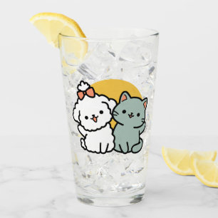 Verre Des amis vrais pour toujours Cute Cat & Chien Du