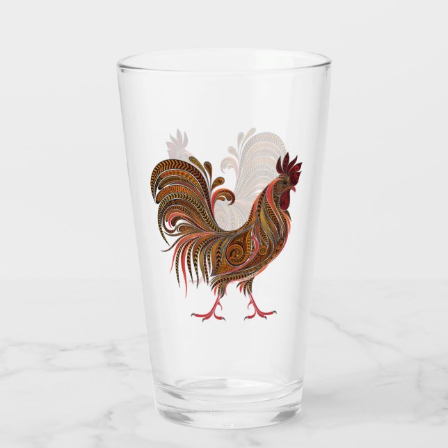 Verre Design moderne Coq Chicken Art (Dos)