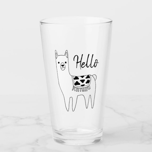 Verre Design moderne Sketchy Aztec Llama (Devant)