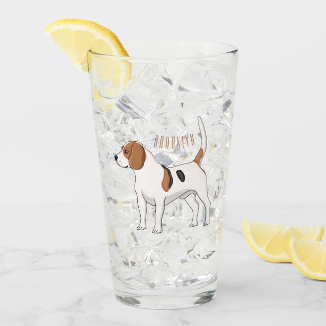 Verre dessin animé de chien beagle (Devant glace)
