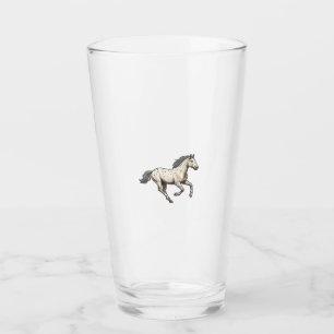 Verre Dessin de cheval Appaloosa courant gravé vintage_1