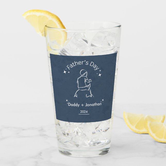 Verre Dessin de ligne de fête des pères (Devant glace)