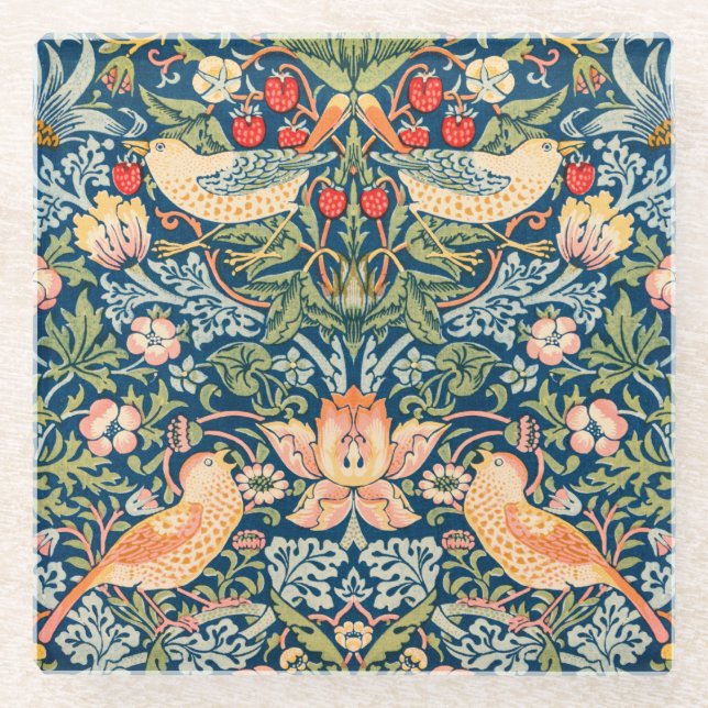 Verre Dessous-de-verre en verre: WILLIAM MORRIS STRAWBER (Devant)