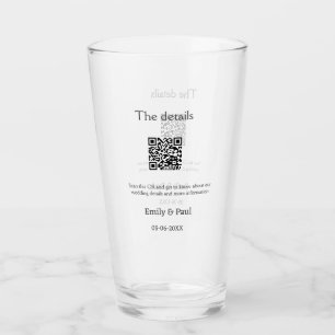 Verre Détails mariage Web scan QR ajouter nom couple