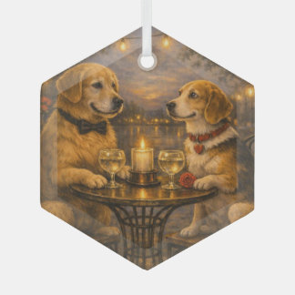 Verre Deux chiens en rendez-vous galant • Ornement en ve