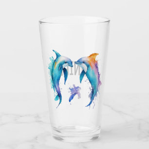 Verre Deux mignons dauphins