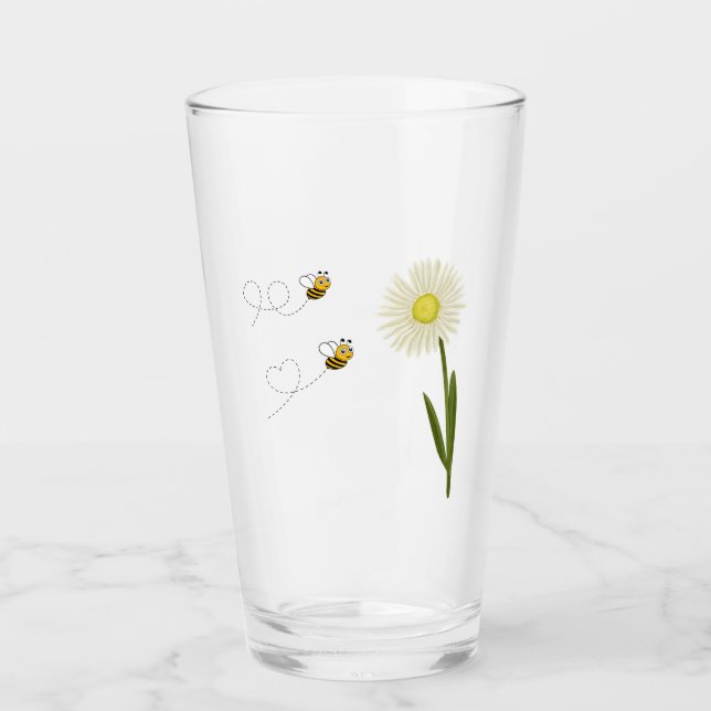 Verre Deux petites abeilles mignonnes (Devant)