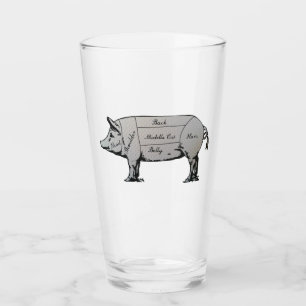 Verre Diagramme de cochon du boucher