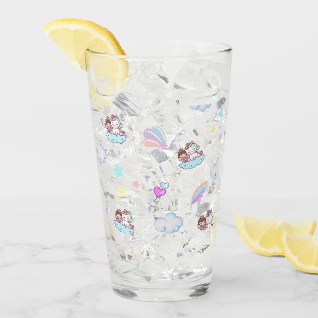 Verre Diagramme motif de la princesse Unicorn magique (Devant glace)